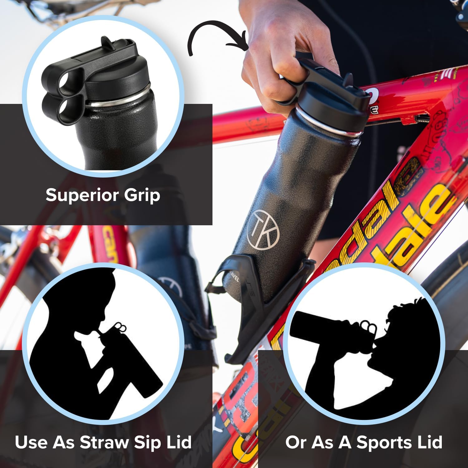 Wide Mouth Water Bottle Lid Set with Straw